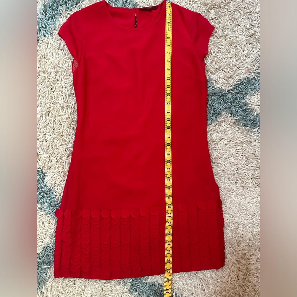 TED BAKER Women’s Red Cap Sleeve Circle Applique Hem Glana Mini Dress Size 1 - Picture 9 of 9